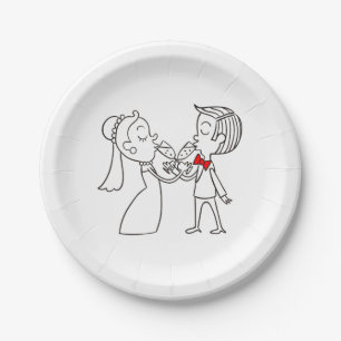 Assiettes En Carton Épouse Et Pièce De Mariage Noir Et Blanc