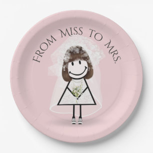 Assiettes En Carton Épouse fille en Basket avec Daisy Bouquet