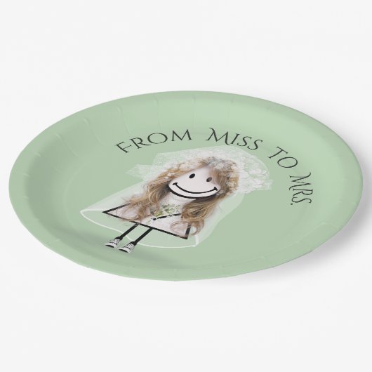 Assiettes En Carton Épouse fille en Basket avec Daisy Bouquet (Angle)