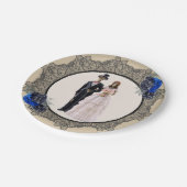 Assiettes En Carton Épouse squelette et chambre noire dentelle bleue R (Angle)