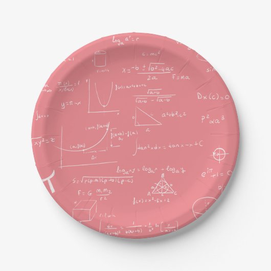 Assiettes En Carton Équations et formules en mathématiques roses (Devant)