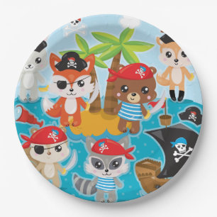 Assiettes En Carton Équipage animal pirate