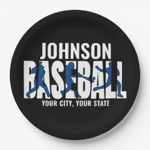 Assiettes En Carton Équipe de baseball AJOUTER NOM Champion Joueur de