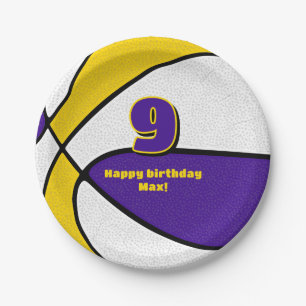 Assiettes En Carton équipe de basket-ball en or violet couleurs sport