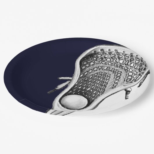 Assiettes En Carton Équipe de crosse Bleu (Angle)