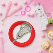 Assiettes En Carton Équipe de crosse de filles Red (Fête)