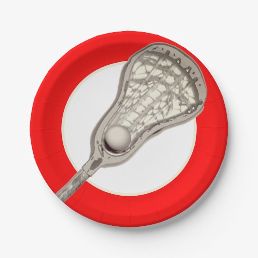 Assiettes En Carton Équipe de crosse de filles Red (Devant)