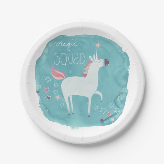 Assiettes En Carton Équipe de licorne magique (Devant)