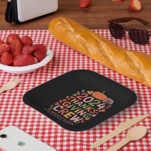 Assiettes En Carton Équipe de Thanksgiving en famille 2024 Dinde Corre