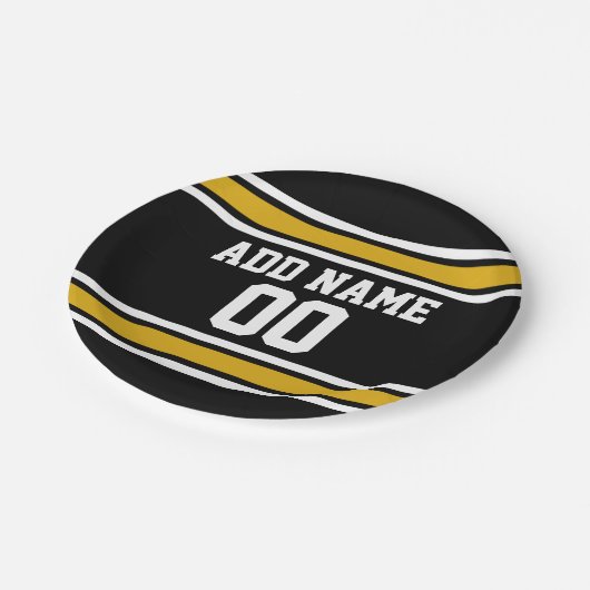 Assiettes En Carton Équipe Jersey avec nom et numéro personnalisés (Angle)