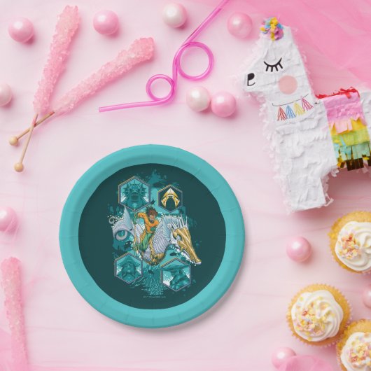 Assiettes En Carton Équitation Aquaman À Cheval Dans Les Royaumes (Fête)