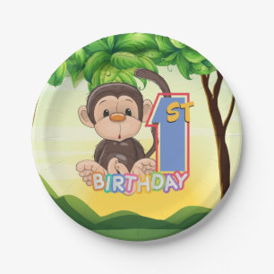Assiettes En Carton ęr Singe de fête d'anniversaire