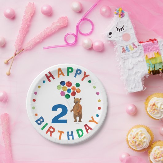 Assiettes En Carton Eric Carle | Ours Brown - Béary Joyeux anniversair (Fête)