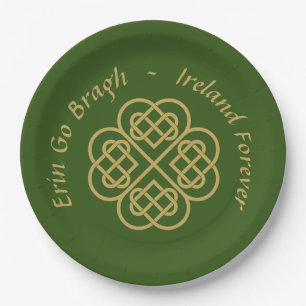 Assiettes En Carton Erin Go Bragh Or Trèfle Celtique