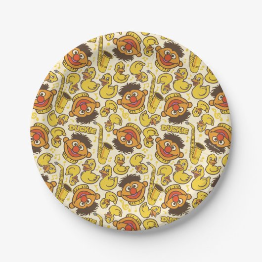 Assiettes En Carton Ernie et le Motif en caoutchouc Duckie (Devant)
