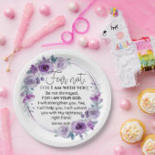 Assiettes En Carton Esaïe 41:10 Crainte non violet Écriture florale (Fête)