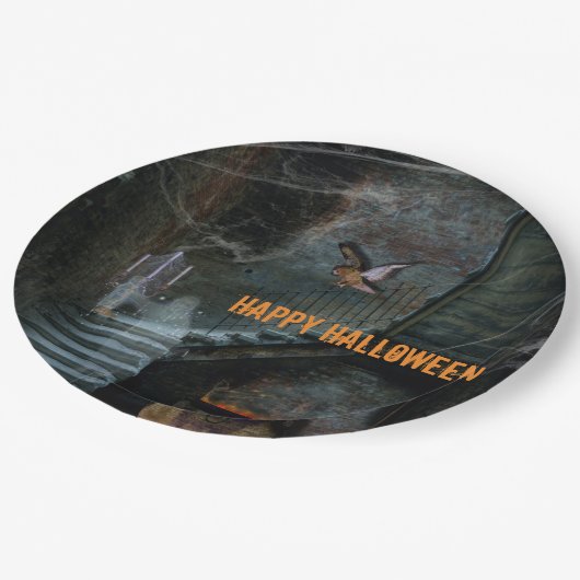 Assiettes En Carton Escalier suspendu Halloween (Angle)