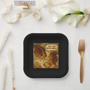 Assiettes En Carton Escargot Curieux & Dessin Animé Parodique de Miche