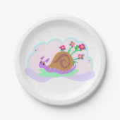 Assiettes En Carton Escargot Et Fleurs (Devant)