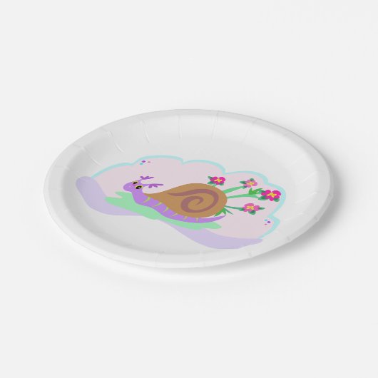 Assiettes En Carton Escargot Et Fleurs (Angle)