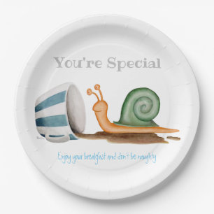 Assiettes En Carton Escargot et tasse rayée