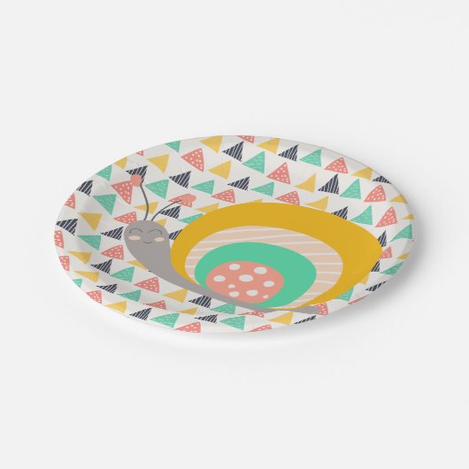 Assiettes En Carton Escargot heureux sur des triangles (Angle)