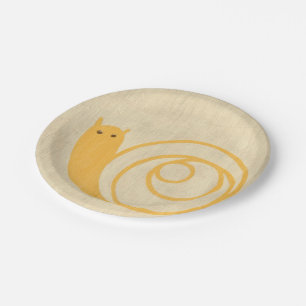 Assiettes En Carton Escargot jaune sur l'arrière - plan crème