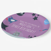 Assiettes En Carton Espace Anniversaire Alien thème bleu (Angle)