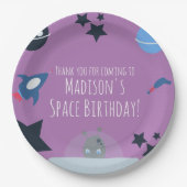 Assiettes En Carton Espace Anniversaire Alien thème bleu (Devant)