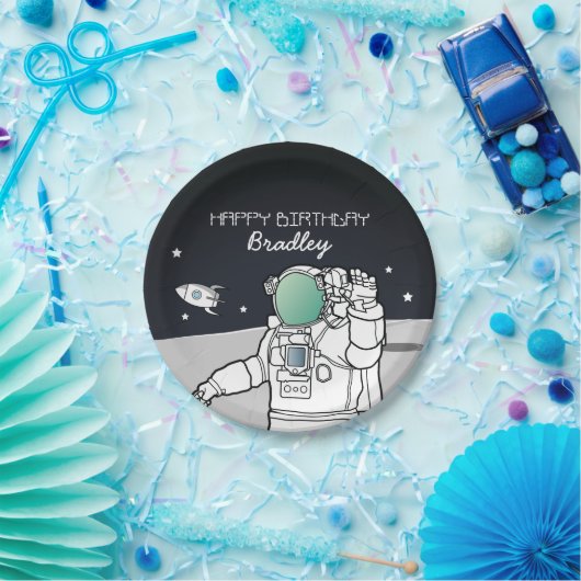 ASSIETTES EN CARTON ESPACE ASTRONAUT ROCKET FÊTE D'ANNIVERSAIRE (Fête)