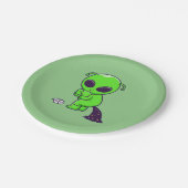 Assiettes En Carton Espace de poinçonnage alien mignon (Angle)