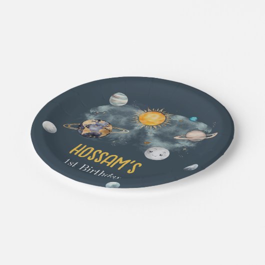 Assiettes En Carton Espace Extérieur Anniversaire Galaxie Soleil Lune  (Angle)