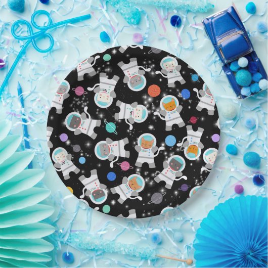 Assiettes En Carton Espace Extérieur Chatons Chat Astronaute mignon An (Fête)