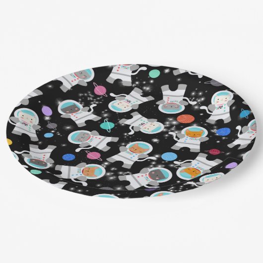 Assiettes En Carton Espace Extérieur Chatons Chat Astronaute mignon An (Angle)