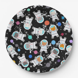 Assiettes En Carton Espace Extérieur Chatons Chat Astronaute mignon An