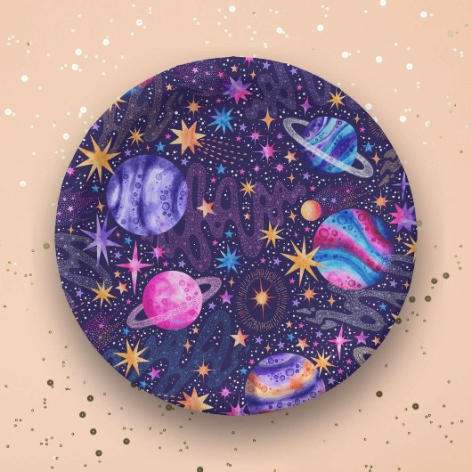 Assiettes En Carton Espace extérieur Galaxie avec Planètes Comètes et