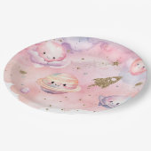 Assiettes En Carton Espace extérieur Planètes et étoiles rose fille an (Angle)