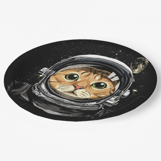Assiettes En Carton Espace extra-atmosphérique Chat Kitty Astronaut Vi (Angle)