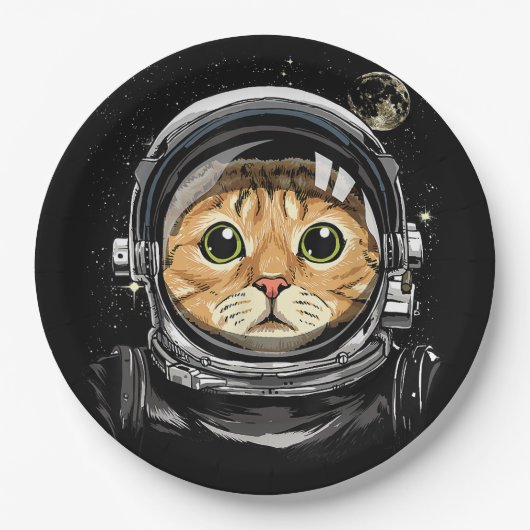 Assiettes En Carton Espace extra-atmosphérique Chat Kitty Astronaut Vi (Devant)