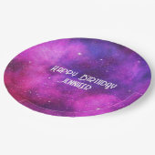 Assiettes En Carton Espace rose et violet & Étoiles Faux Galaxy Annive (Angle)