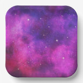 Assiettes En Carton Espace rose & violet & Étoiles Faux Galaxy (Recto)