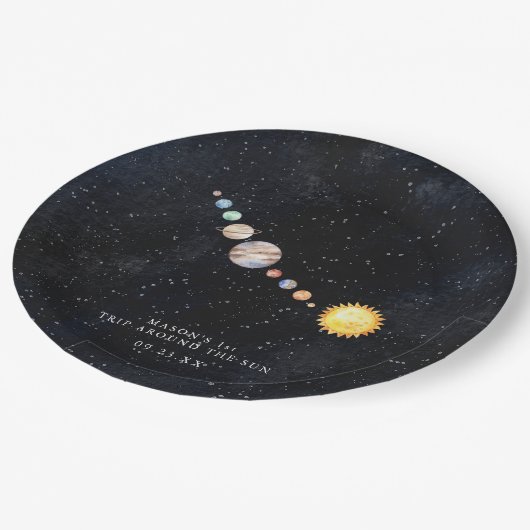 Assiettes En Carton Espace | Système solaire fête d'anniversaire (Angle)