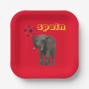 Assiettes En Carton Espagne Football Elephant Rouge Jaune moderne
