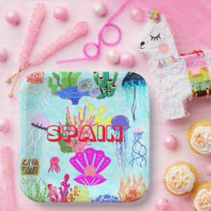 Assiettes En Carton Espagne Jellyfish Coloré Sous l'eau moderne