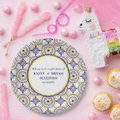 Assiettes En Carton Espagnol Tile Jaune mariage méditerranéen V1 (Fête)