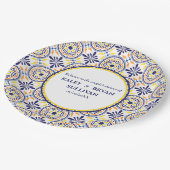 Assiettes En Carton Espagnol Tile Jaune mariage méditerranéen V1 (Angle)