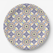 Assiettes En Carton Espagnol Tile Jaune mariage méditerranéen V2 (Devant)