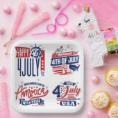 Assiettes En Carton Esprit d'indépendance 4 juillet (Fête)