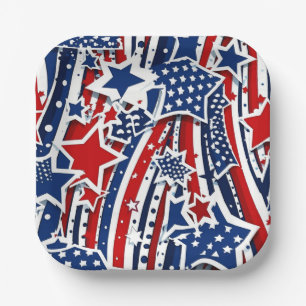 Assiettes En Carton Esprit inébranlable - Un Motif patriotique frappan