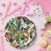 Assiettes En Carton Esquisse Imaginaire Art - Fleurs Abstraites 3 (Fête)